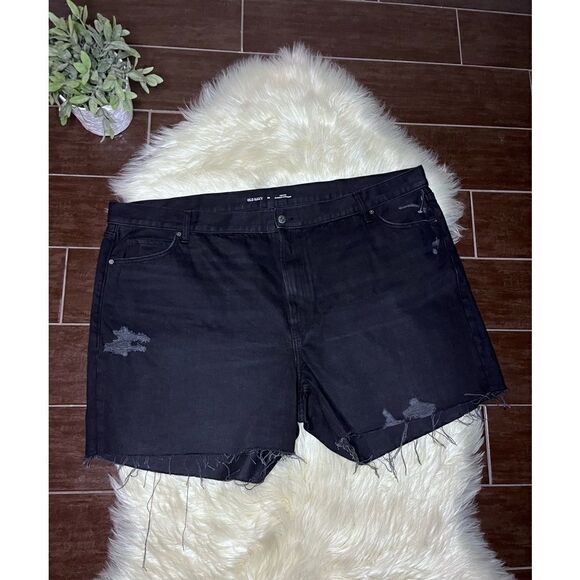 Old Navy High Rise Slouchy Straight black raw hem shorts sz 28 - Picture 2 of 8